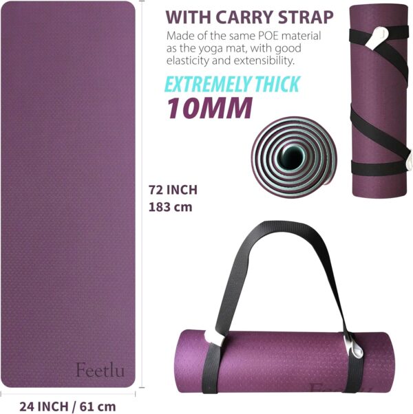 Non-Slip Yoga Mat with Strap - Image 3